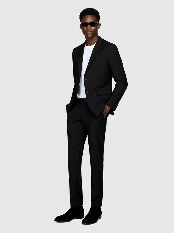 Sisley - Poliviskoz Slim Fit Ceket Erkek Siyah Ceket - 323A2KI352Y89