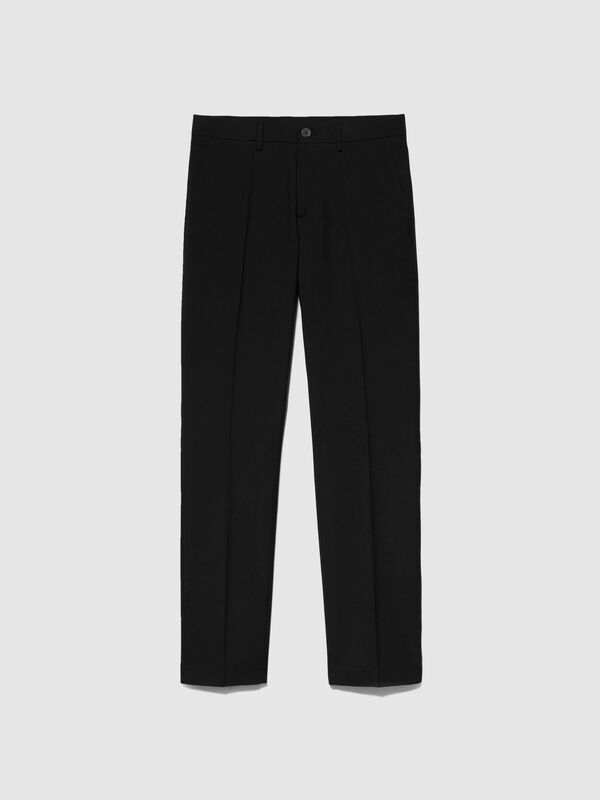 Poliviskoz Slim Fit Formal Pantolon Erkek Siyah Pantolon - 323A4KI356Y89