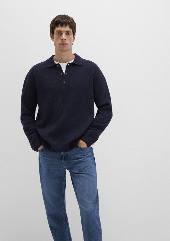 Mavi - POLO YAKA KAZAK Erkek Koyu Mavi Kazak - M0710255