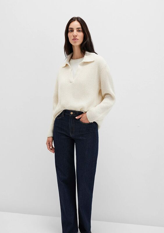 POLO YAKA KAZAK Kadın Beyaz Kazak - M1710588