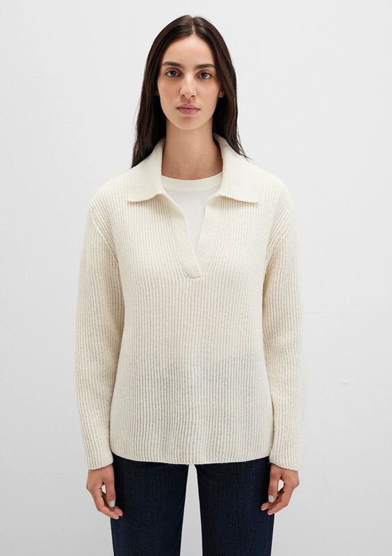 POLO YAKA KAZAK Kadın Beyaz Kazak - M1710588