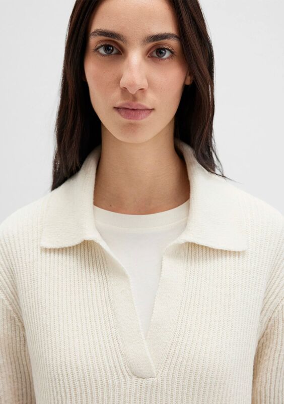 POLO YAKA KAZAK Kadın Beyaz Kazak - M1710588