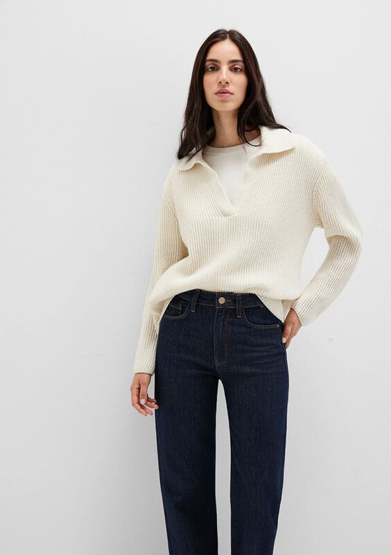 Mavi - POLO YAKA KAZAK Kadın Beyaz Kazak - M1710588