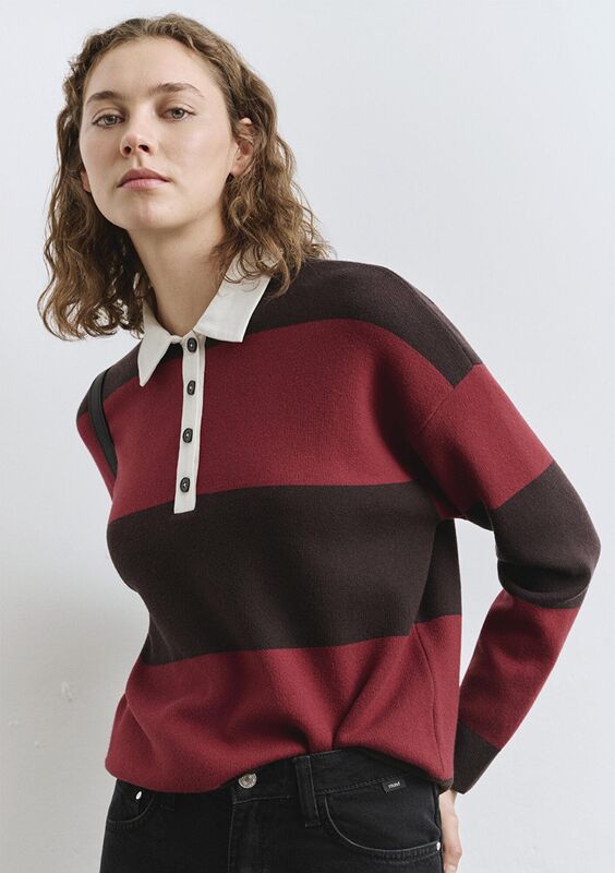 Mavi - POLO YAKA KAZAK Kadın Beyaz Kazak - M1710708