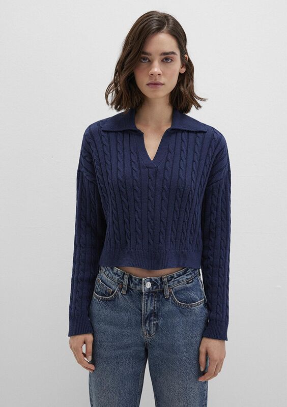 POLO YAKA KAZAK Kadın Koyu Mavi Kazak - M1710717