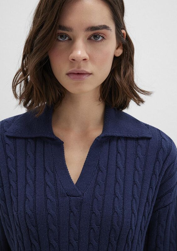 POLO YAKA KAZAK Kadın Koyu Mavi Kazak - M1710717