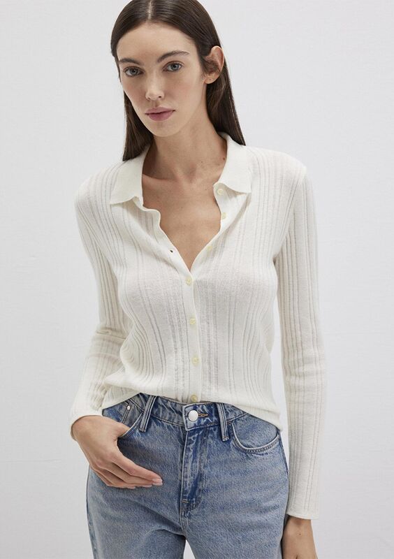 Mavi - POLO YAKA TRİKO Kadın Beyaz Kazak - M1710838