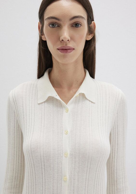 POLO YAKA TRİKO Kadın Beyaz Kazak - M1710838