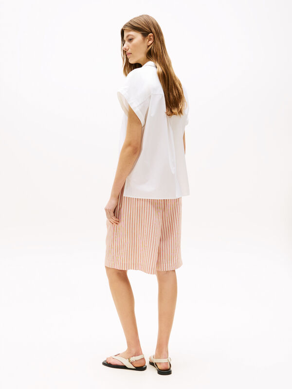 POPLIN SLEEVELESS RELAXED SHIRT Kadın Beyaz Gömlek - WW0WW45897