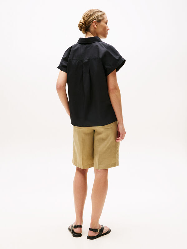 POPLIN SLEEVELESS RELAXED SHIRT Kadın Siyah Gömlek - WW0WW45897