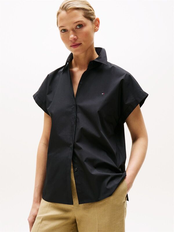 Tommy Hilfiger - POPLIN SLEEVELESS RELAXED SHIRT Kadın Siyah Gömlek - WW0WW45897