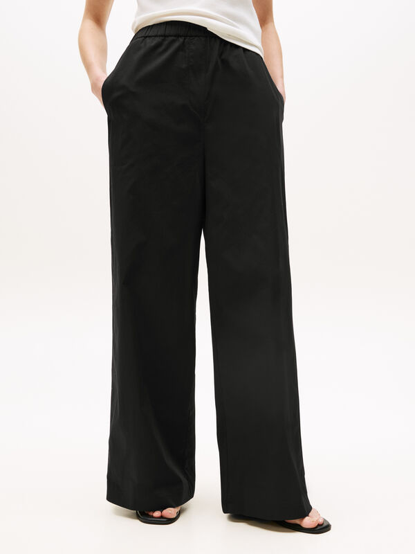 POPLIN WIDE LEG PANT Kadın Siyah Pantolon - WW0WW45891