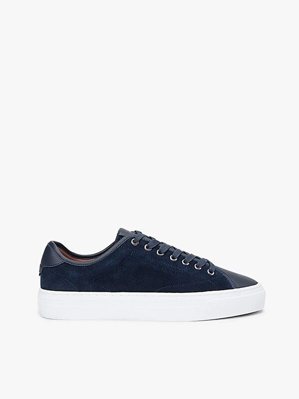 Tommy Hilfiger - PREMIUM DRESS LEATHER MIX Erkek Mavi Sneakers - FM0FM05842