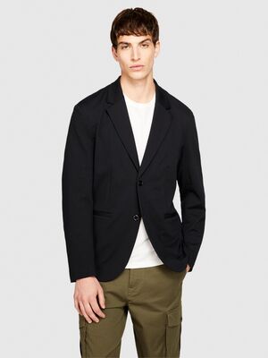 Sisley - Rahat Kalıp Astarsız Ceket Erkek Siyah Mont - 323A285SSW015