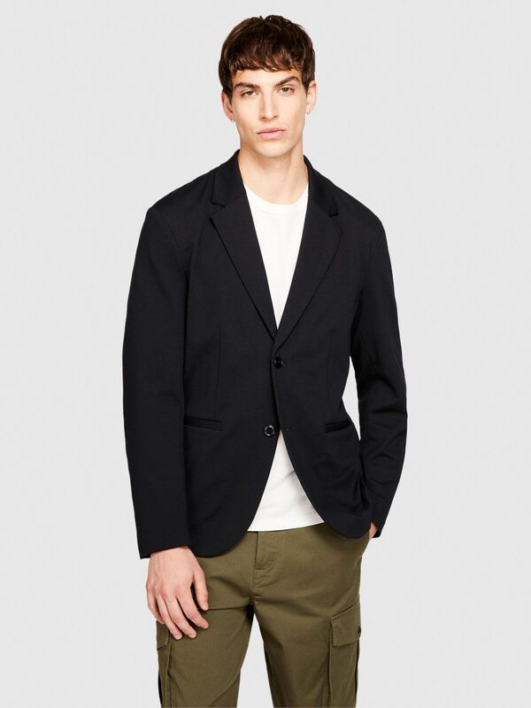 Sisley - Rahat Kalıp Astarsız Ceket Erkek Siyah Mont - 323A285SSW015