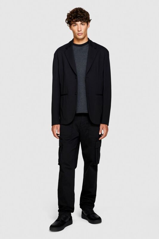 Rahat Kalıp Yarı Parlak Kargo Pantolon Erkek Siyah T-Shirt - 323A47U4SF03W