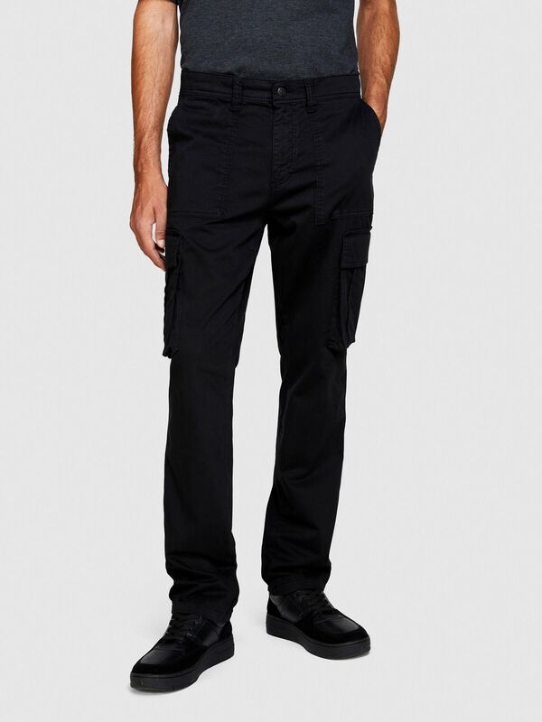 Rahat Kalıp Yarı Parlak Kargo Pantolon Erkek Siyah T-Shirt - 323A47U4SF03W