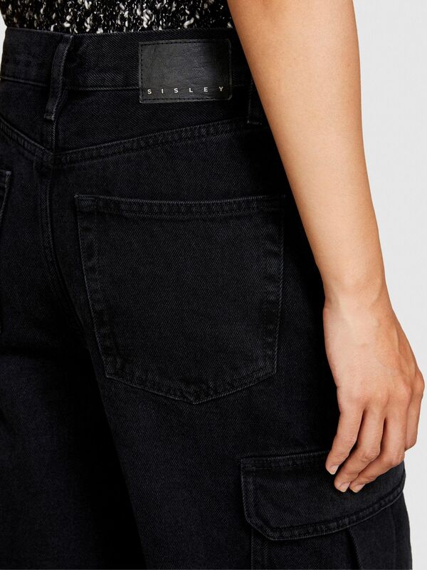 Recyle Koton Rahat Kalıp Denim Kargo Pantolon Kadın Lacivert T-Shirt - 323A4LENLE02V