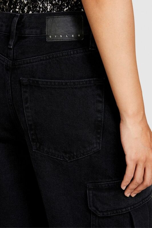 Recyle Koton Rahat Kalıp Denim Kargo Pantolon Kadın Lacivert T-Shirt - 323A4LENLE02V