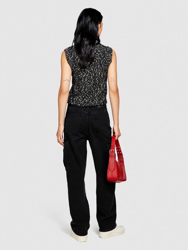 Recyle Koton Rahat Kalıp Denim Kargo Pantolon Kadın Koyu Lacivert Pantolon - 323A4LENLE02V