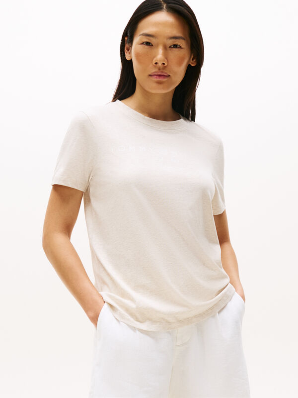 REG CORP LOGO C-NK SS Kadın Bej T-Shirt - WW0WW40276