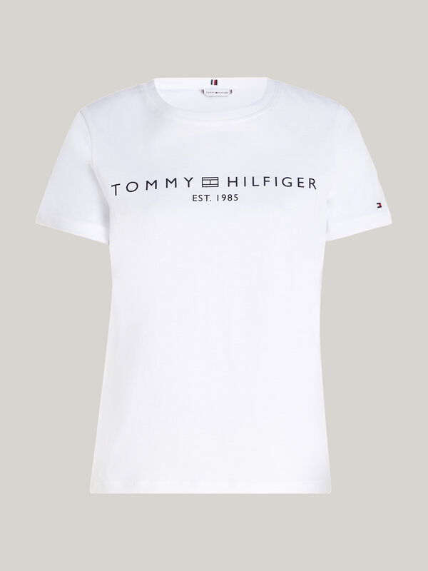 Tommy Hilfiger - REG CORP LOGO C-NK SS Kadın Beyaz T-Shirt - WW0WW40276