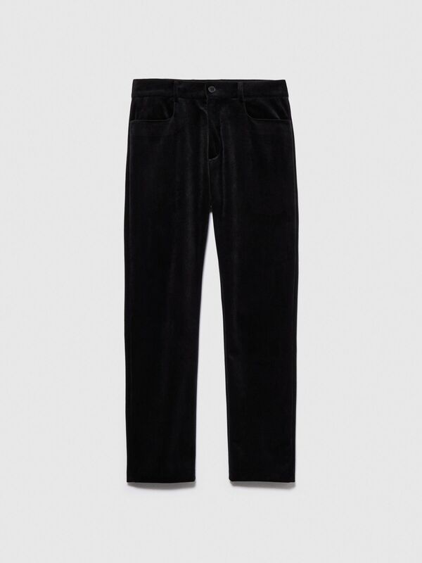 Regular Fit Kadife Pantolon Erkek Siyah T-Shirt - 323A42QJSF041