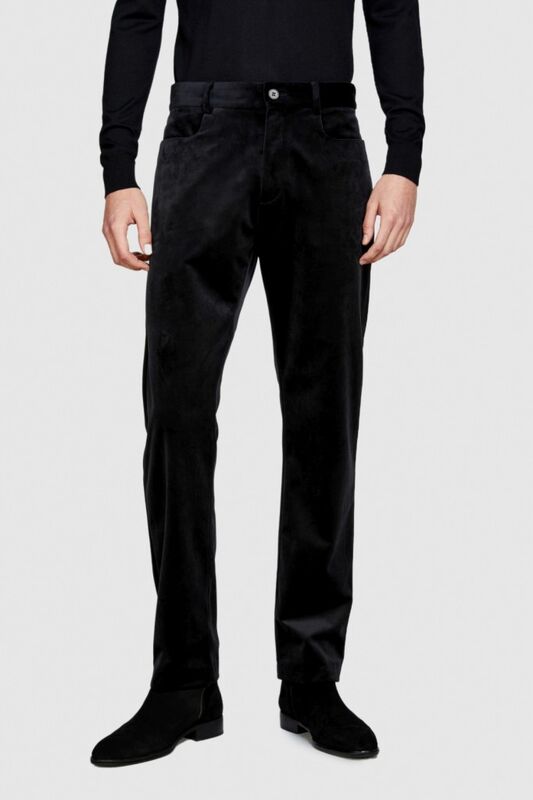 Regular Fit Kadife Pantolon Erkek Siyah T-Shirt - 323A42QJSF041
