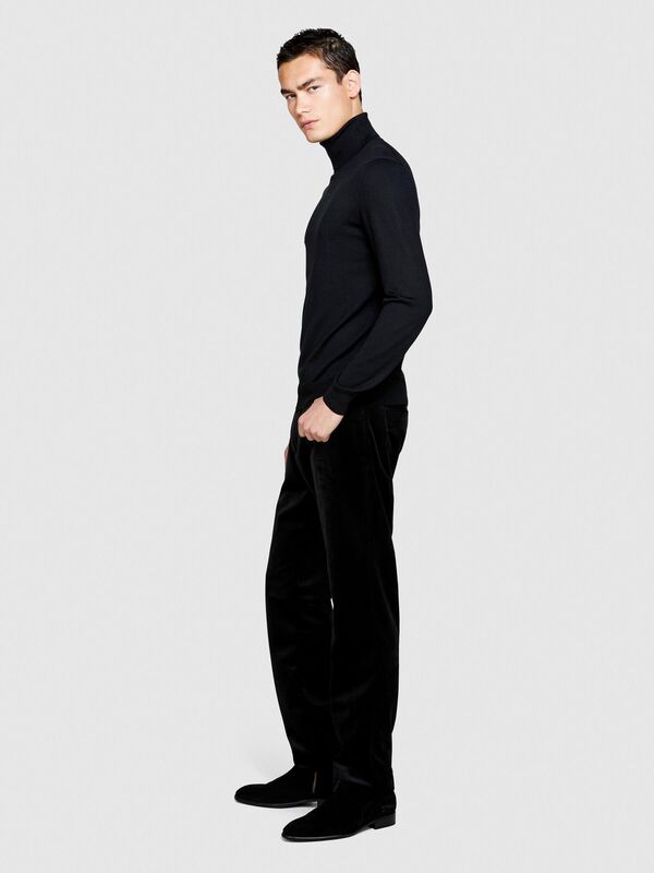 Regular Fit Kadife Pantolon Erkek Siyah Pantolon - 323A42QJSF041