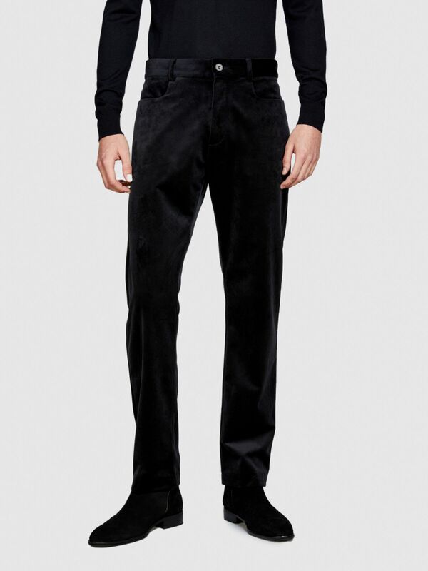 Regular Fit Kadife Pantolon Erkek Siyah Pantolon - 323A42QJSF041