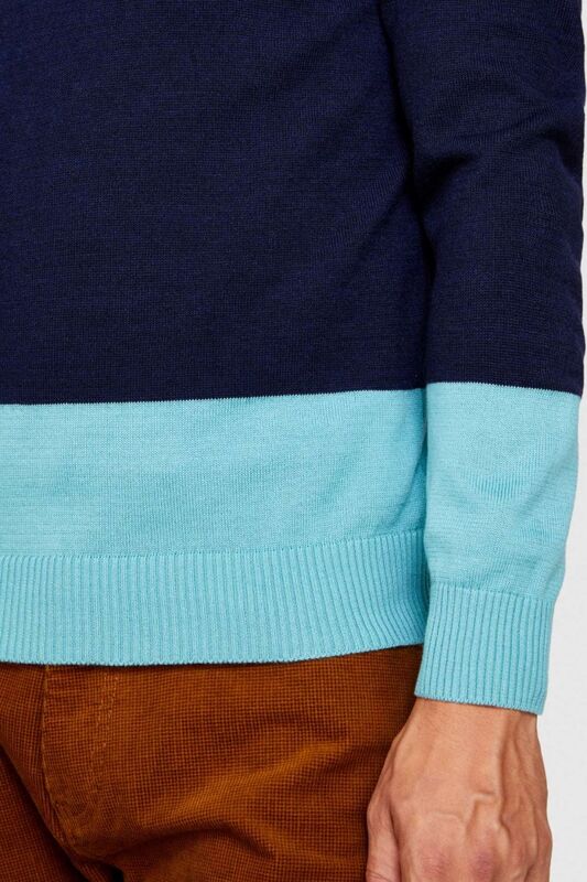 Renk Bloklu Yün Karışımlı Bisiklet Yaka Kazak Erkek Renkli Kazak - 323A117GT102H