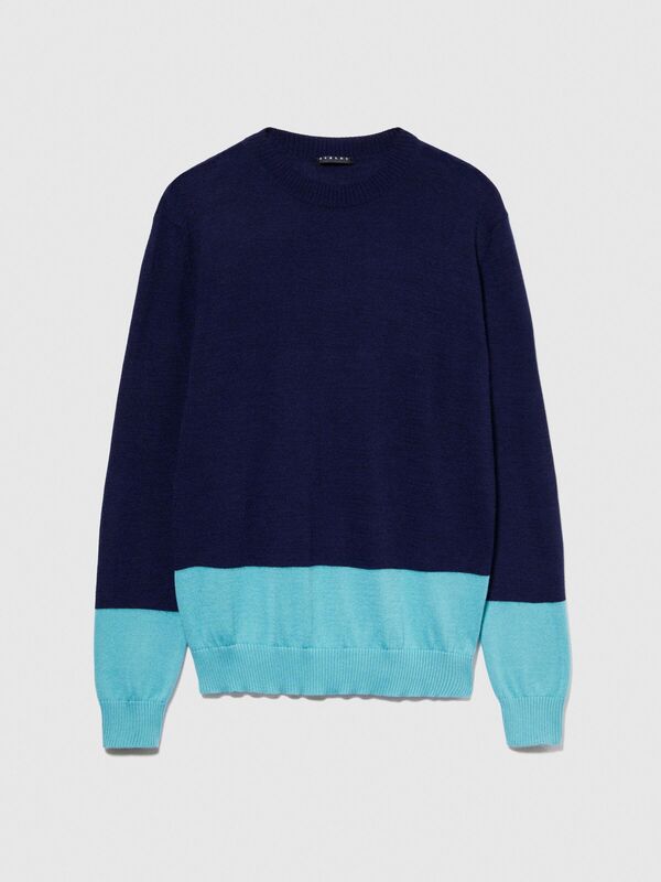 Renk Bloklu Yün Karışımlı Bisiklet Yaka Kazak Erkek Renkli Kazak - 323A117GT102H