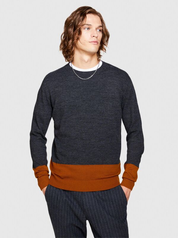 Renk Bloklu Yün Karışımlı Bisiklet Yaka Kazak Erkek Renkli Kazak - 323A117GT102H