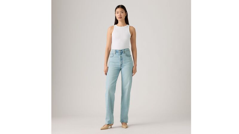 Levi's - RIBCAGE FULL LENGTH TR BLASTED STONE CLE Kadın Beyaz Denim Pantolon - 001TG