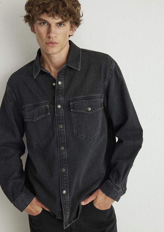 ROSS Erkek Gri Denim Gömlek - M0210031