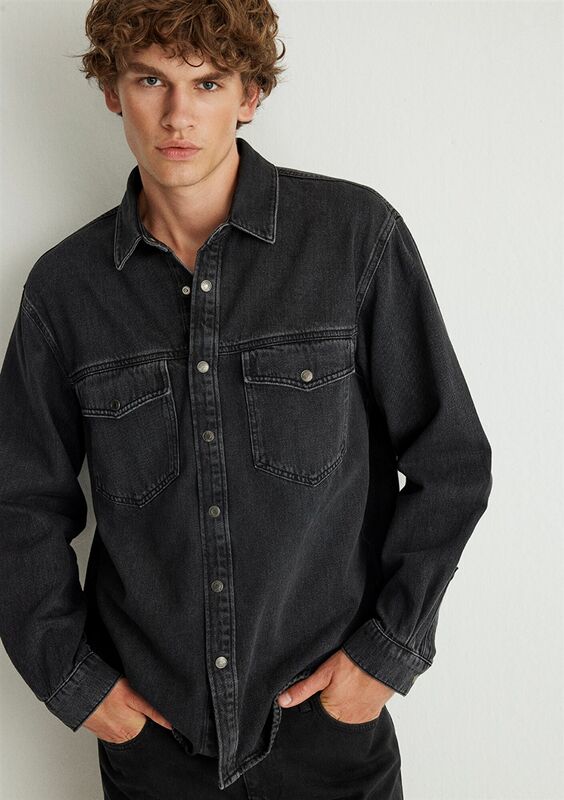 ROSS Erkek Gri Denim Gömlek - M0210031
