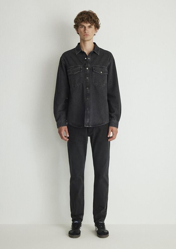 ROSS Erkek Gri Denim Gömlek - M0210031