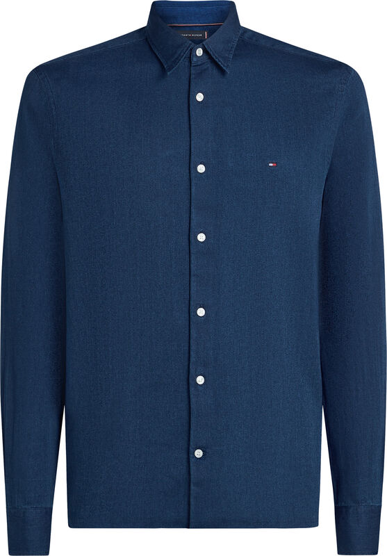 Tommy Hilfiger - SATEEN INDIGO SF SHIRT Erkek Mavi Gömlek - MW0MW40498