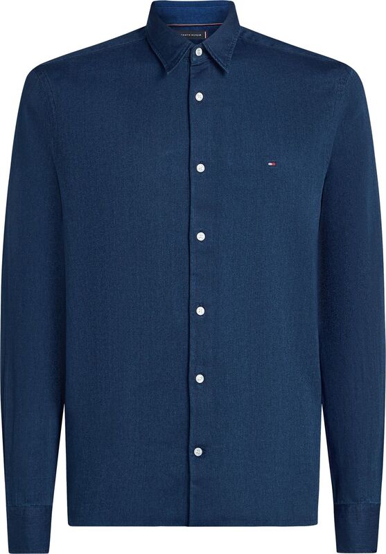 Tommy Hilfiger - SATEEN INDIGO SF SHIRT Erkek Mavi Gömlek - MW0MW40498