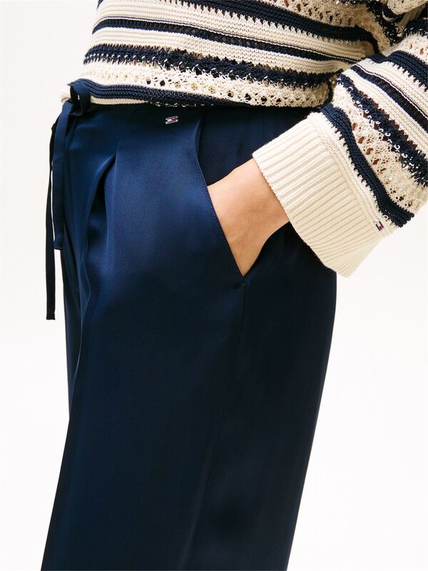 SATEEN TIE RLXD STRAIGHT PANTS Kadın Mavi Pantolon - WW0WW47171