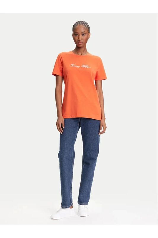 SCRIPT REG C-NK SS T-SHIRT Kadın Turuncu T-Shirt - WW0WW45746