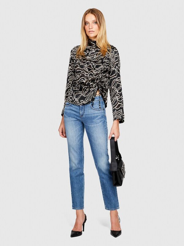 Sisley - Shibuya Slim Fit Denim Pantolon Kadın Siyah Pantolon - 323A4WTCLE02O