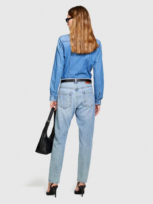 Slim Fit 2 Cepli Denim Gömlek Kadın Siyah Mix Gömlek - 323A5TKL5QF66