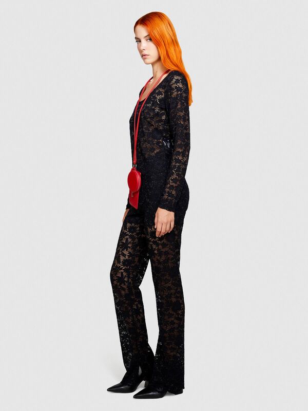 Slim Fit Dantelli Bluz Kadın Siyah Gömlek - 323A58C6LQ05D