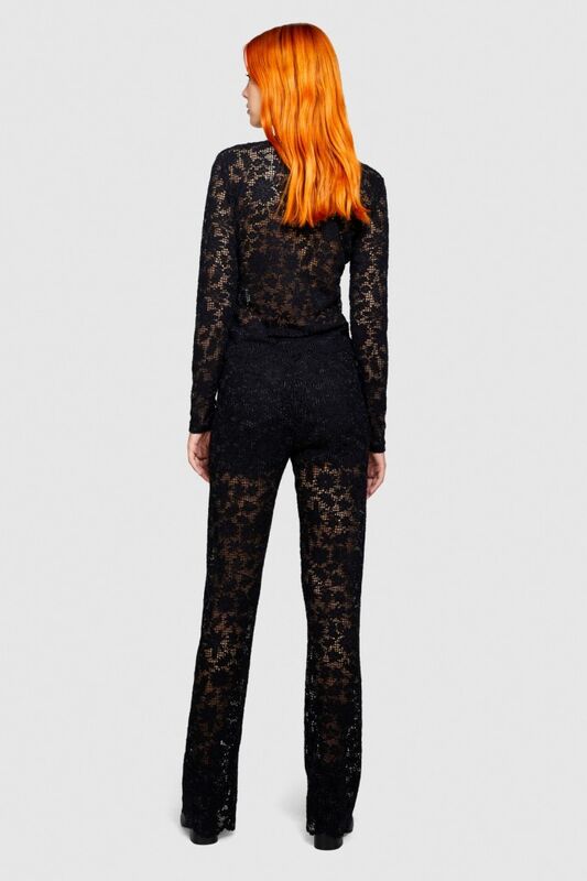Slim Fit Dantelli Bluz Kadın Siyah Gömlek - 323A58C6LQ05D