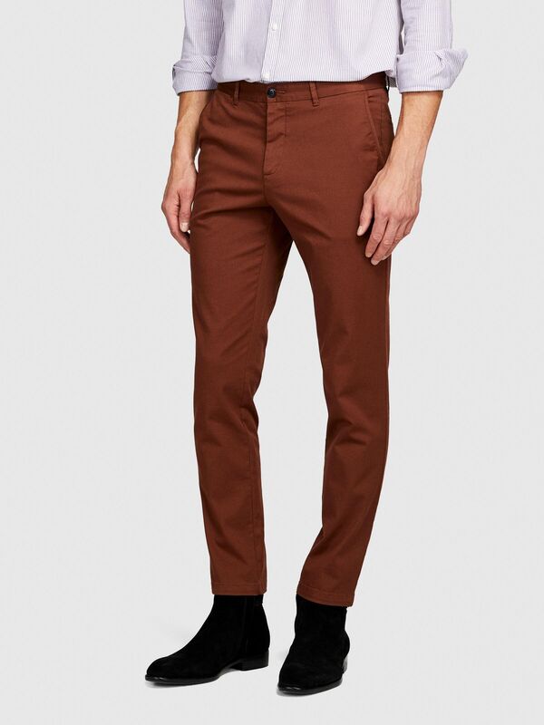 Slim Fit Esnek Chino Pantolon Erkek Kahverengi Pantolon - 323A4AIHSF021