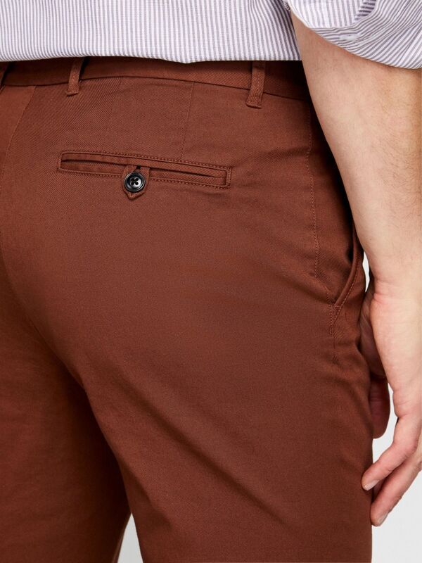 Slim Fit Esnek Chino Pantolon Erkek Kahverengi Pantolon - 323A4AIHSF021