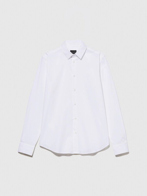 Slim Fit Esnek Koton Gömlek Erkek Beyaz Gömlek - 323A5CNX5QL19