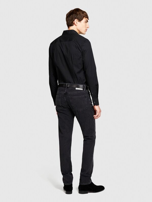 Slim Fit Esnek Koton Gömlek Erkek Siyah Gömlek - 323A5CNX5QL19