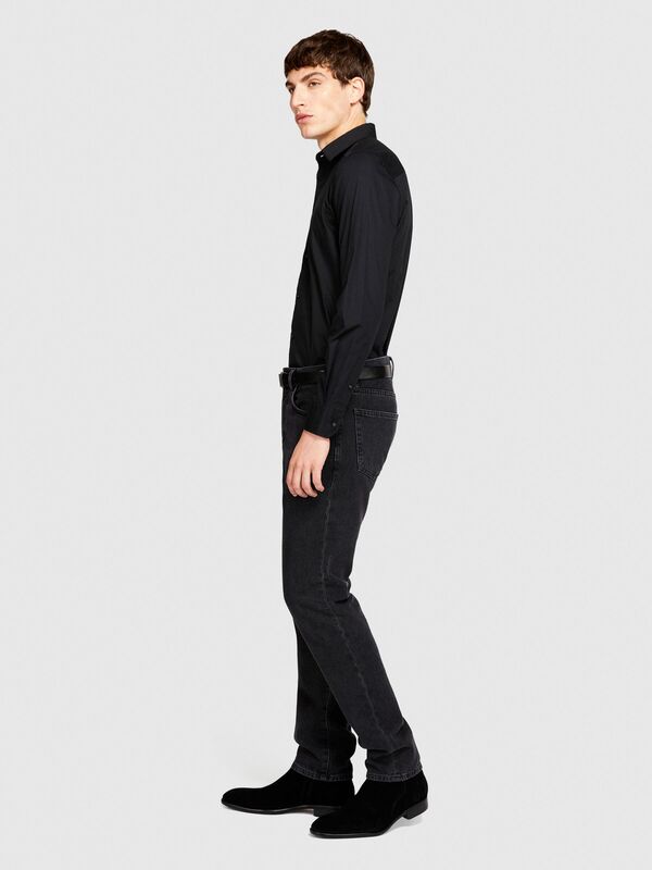 Slim Fit Esnek Koton Gömlek Erkek Siyah Gömlek - 323A5CNX5QL19